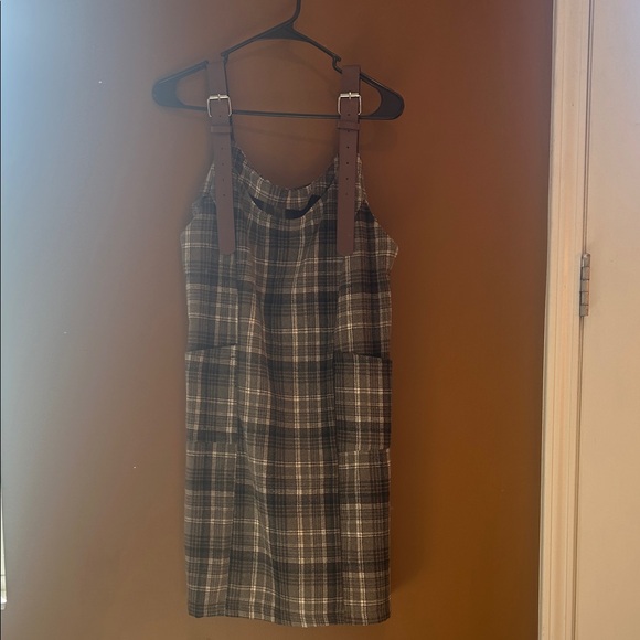 Plaid Sleeveless Dress with Brown Straps - Picture 2 of 13